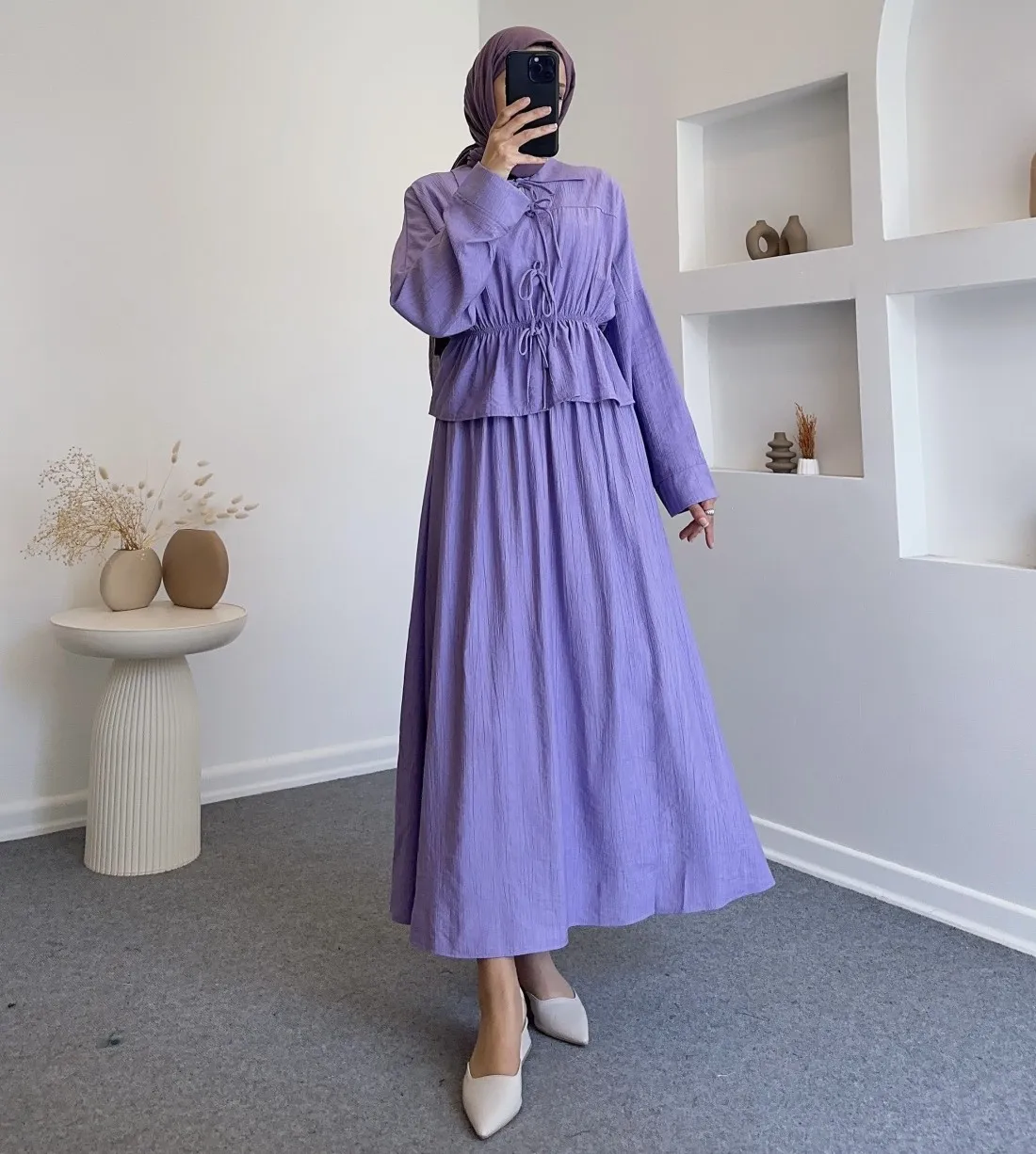 71291 elfida fiyonk detay takım- lila